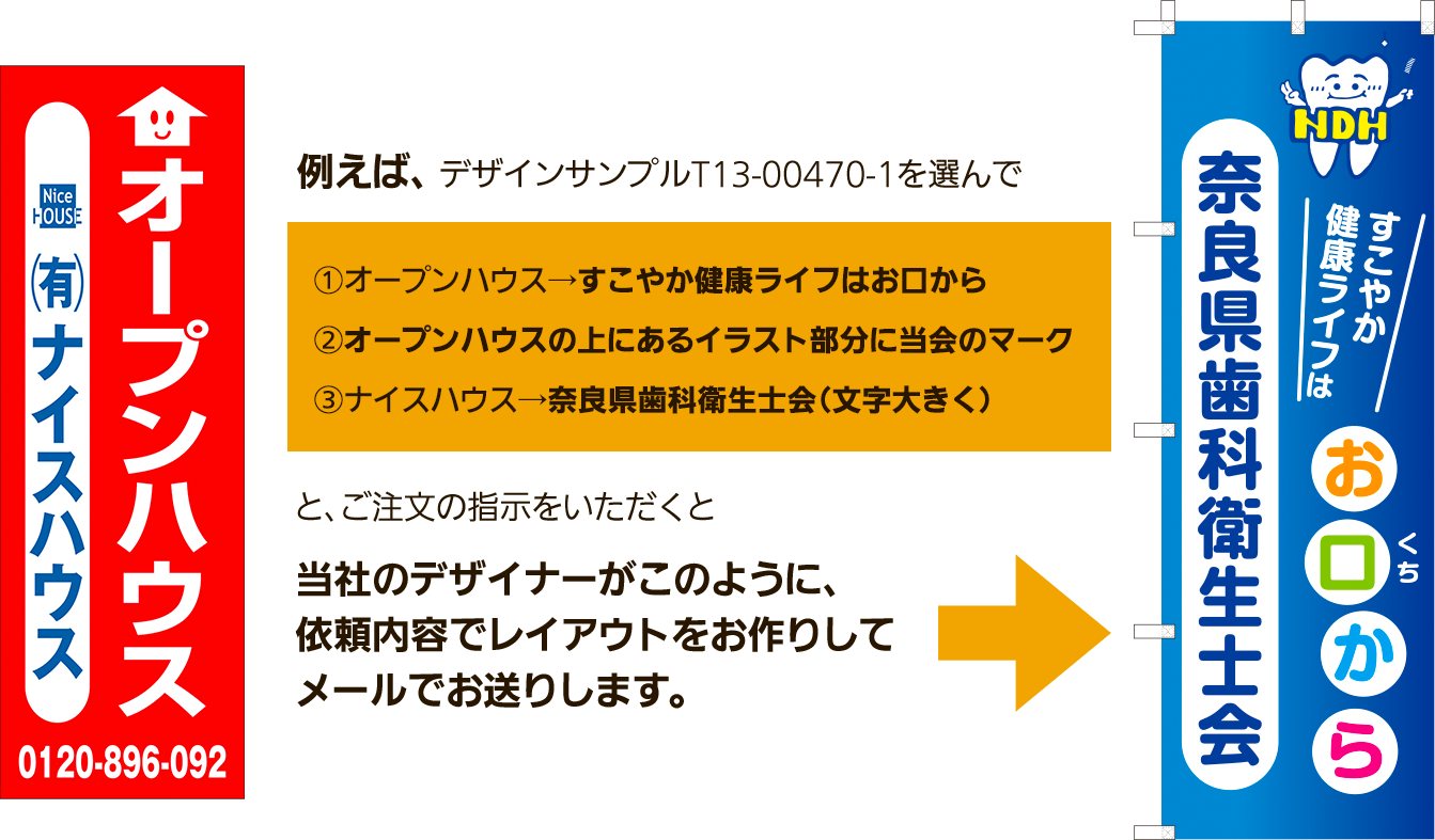 デザインサンプルN-21を選択し、ご注文の指示をいただいた後のデザインイメージ